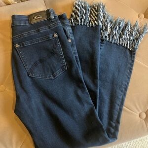 Joseph Ribkoff Dark Blue Frayed Ankle Jeans